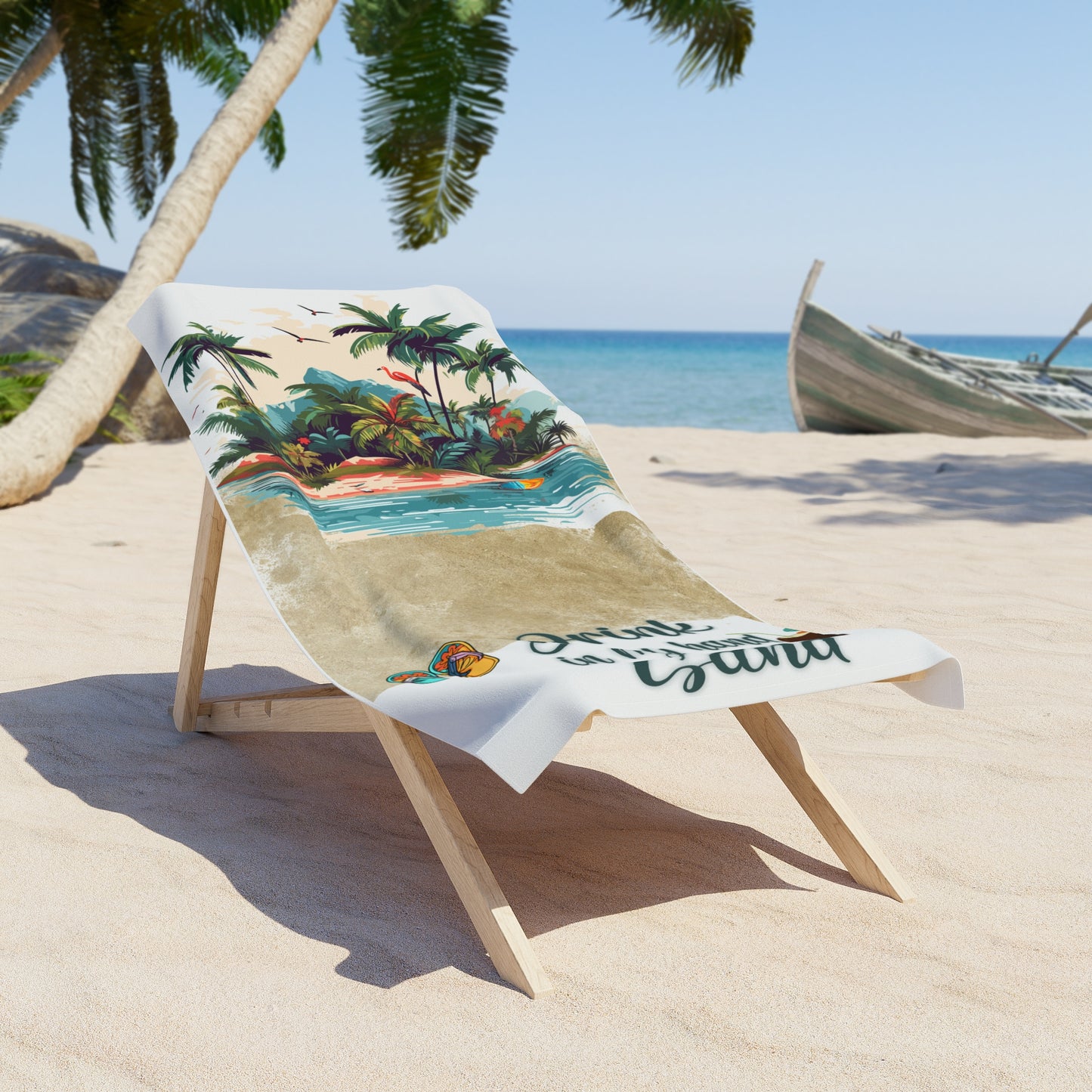 Tropical Beach Towel – "Drink in My Hand, Toes in the Sand"