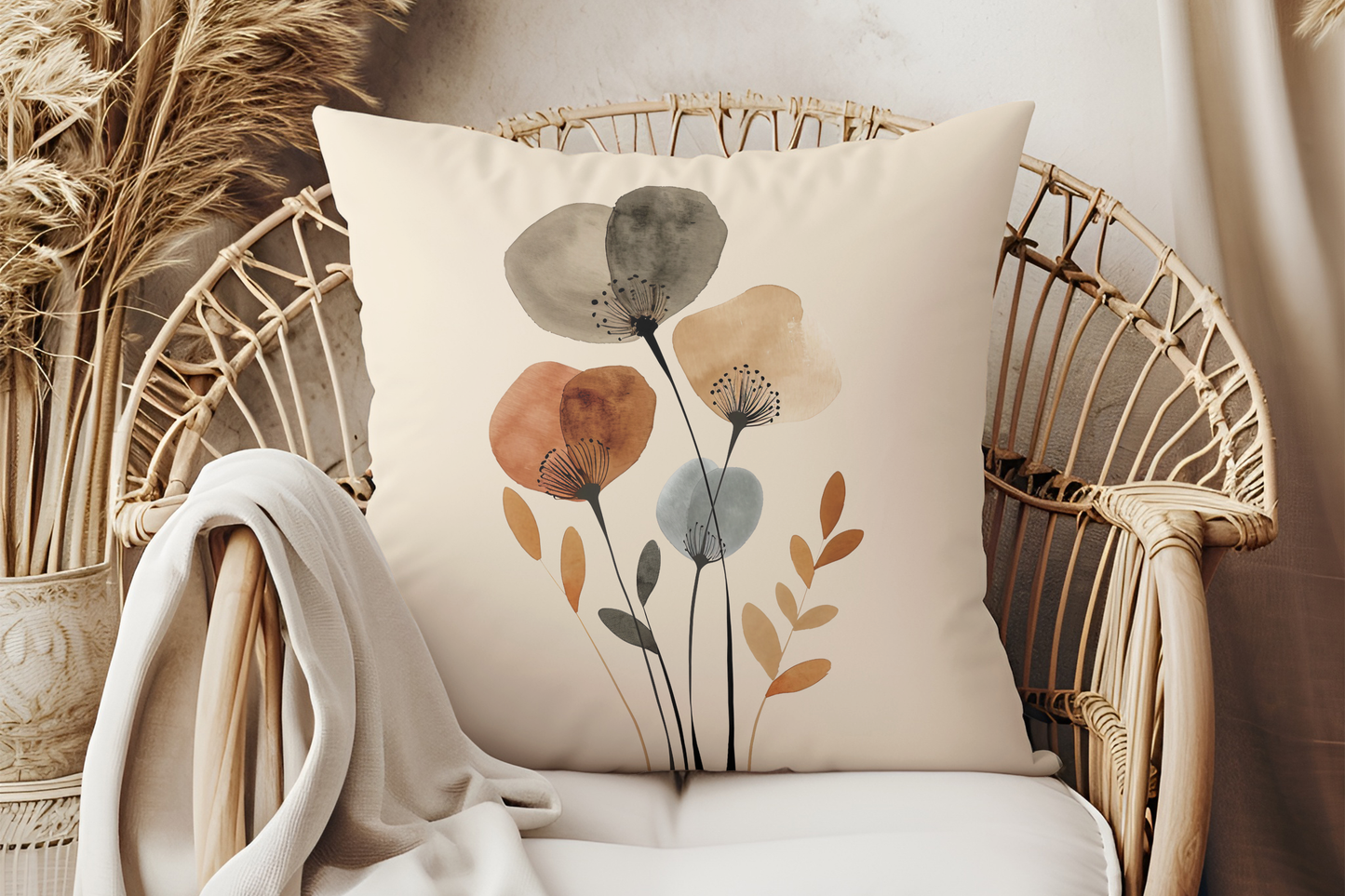 Decorative Throw Pillow Case Watercolor Hand Paint Summer Painted House Drawing Girly Objects Nature Farmhouse Cushion Cover for Couch Sofa Bed