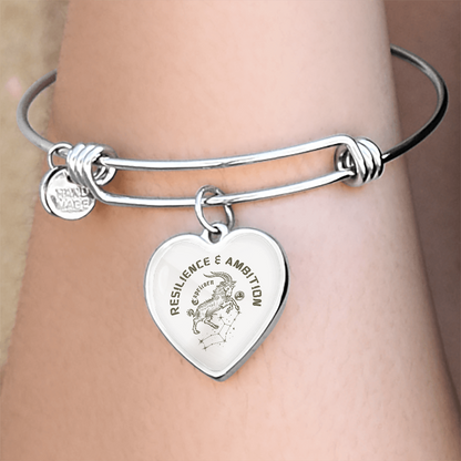 Capricorn Zodiac Bracelet - "Resilience & Ambition" Heart Charm (Gold & Silver)