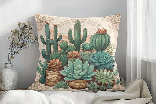 Spring Cactus Throw Pillow Covers,  Plant Decorative Square Cushion Cases for Home Sofa Bed Couch