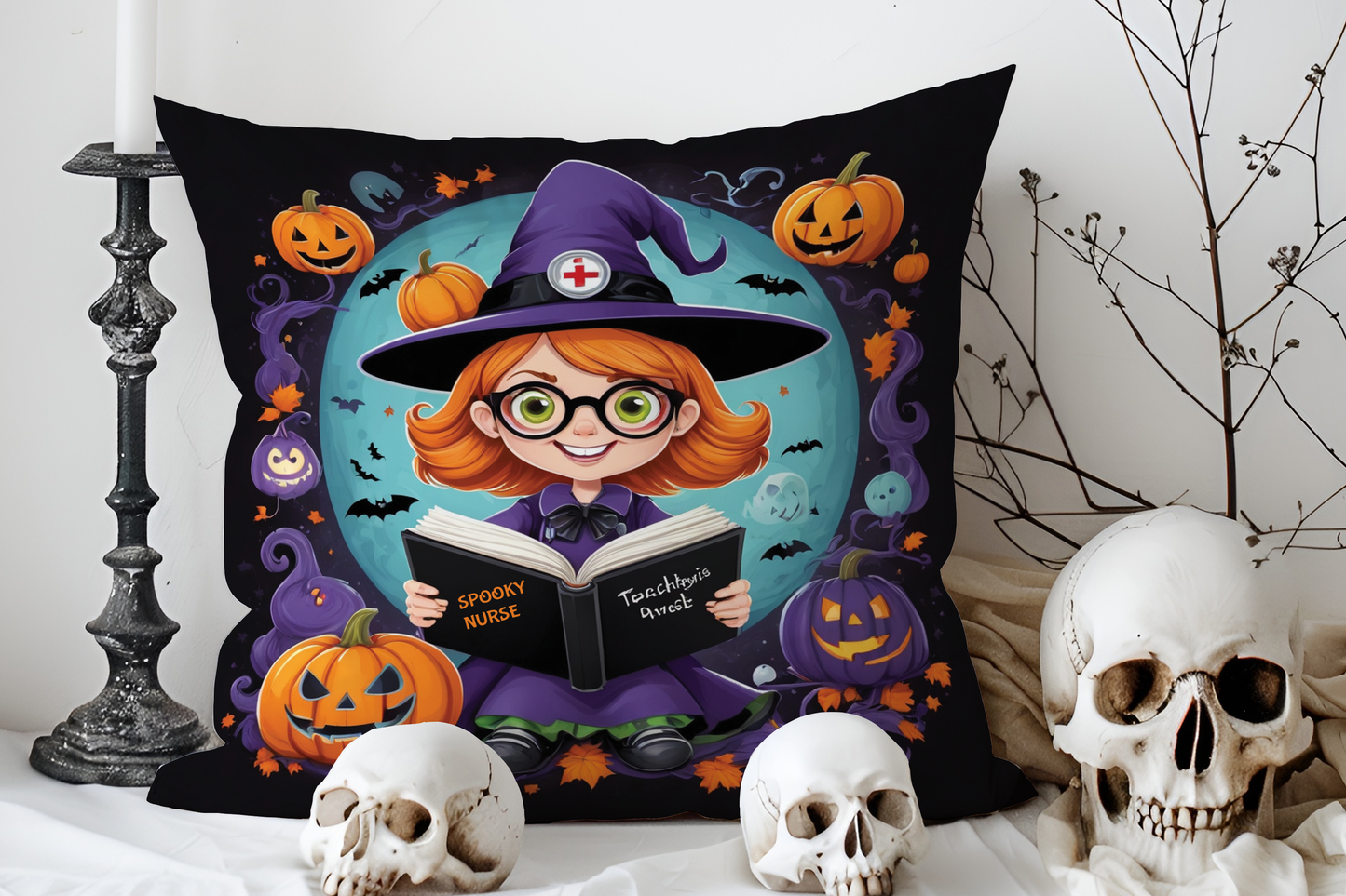 Halloween Pumpkin Cartoon Pillow Covers 18"x18" Festival Haunted House Decorations ,Couch  Square Pillowcase Sofa Bed