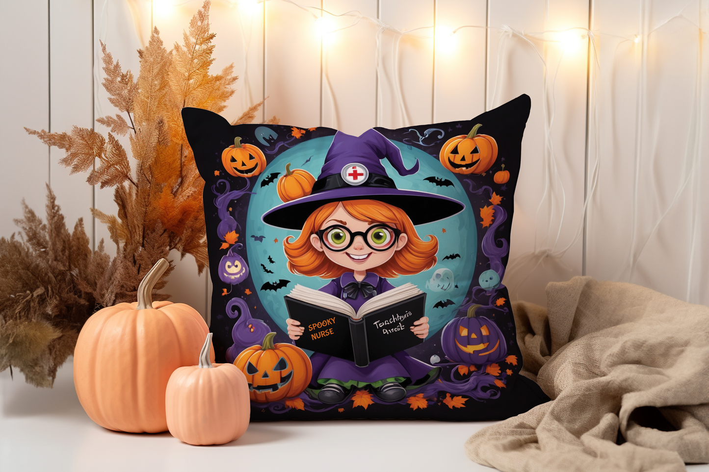 Halloween Pumpkin Cartoon Pillow Covers 18"x18" Festival Haunted House Decorations ,Couch  Square Pillowcase Sofa Bed