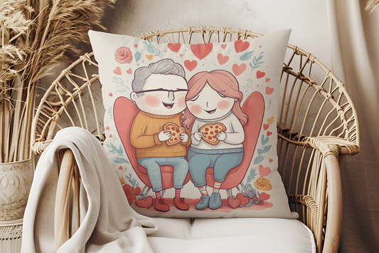 Heart-Shaped Love Pizza Couple Pillow – Cute and Playful Valentine’s Gift