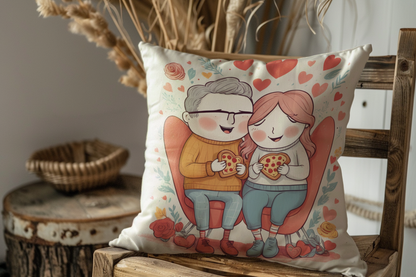 Heart-Shaped Love Pizza Couple Pillow – Cute and Playful Valentine’s Gift