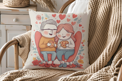 Heart-Shaped Love Pizza Couple Pillow – Cute and Playful Valentine’s Gift