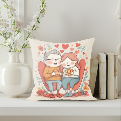 Heart-Shaped Love Pizza Couple Pillow – Cute and Playful Valentine’s Gift