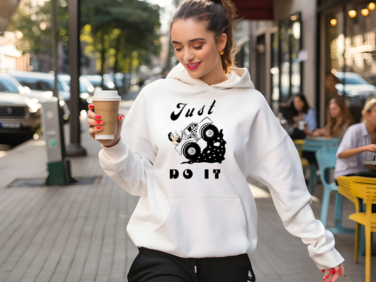 Hoodie with Off-Road Truck 'Just Do It' Design – Perfect for Adventure Lovers